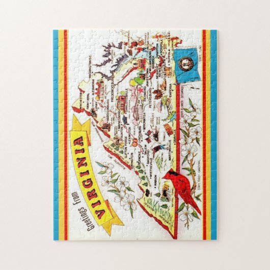  Virginia Map Briefkaart Legpuzzel (Verticaal)