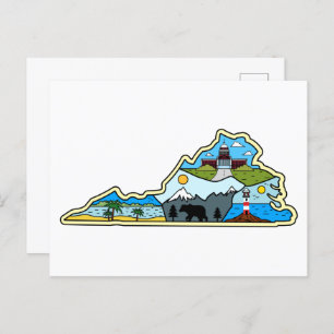 Virginia Map Chesapeake Charlottesville Lynchburg Briefkaart