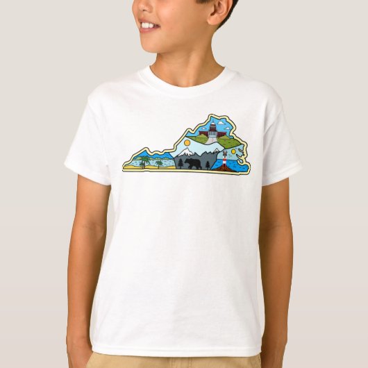 Virginia Map Chesapeake Charlottesville Lynchburg T-shirt (Voorkant)