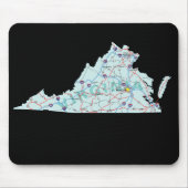 Virginia Map Mousepad Muismat (Voorkant)