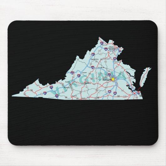 Virginia Map Mousepad Muismat (Voorkant)