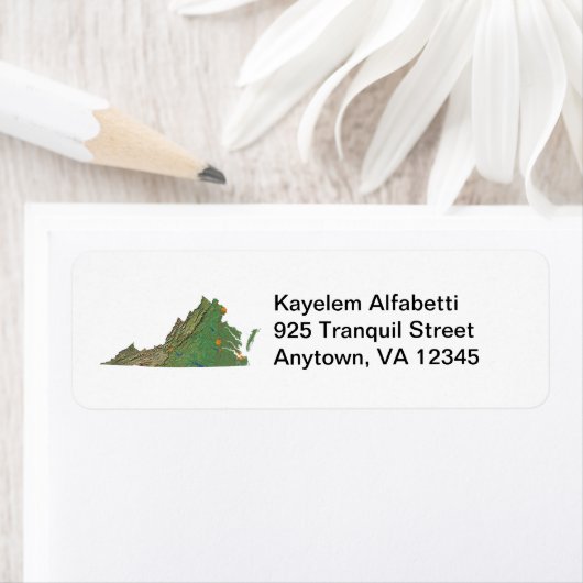 Virginia Map Retouradreslabel Etiket (Insitu)