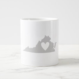 Virginia Map Shape Grey Background Heart is uitges Grote Koffiekop