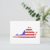 Virginia Map Shaped Patriotic American Flag Briefkaart (Staand voorkant)