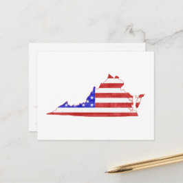 Virginia Map Shaped Patriotic American Flag Briefkaart
