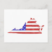 Virginia Map Shaped Patriotic American Flag Briefkaart (Voorkant)
