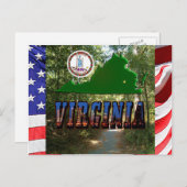 Virginia Map, State Seal, Afbeelding Text Briefkaart (Voorkant / Achterkant)