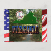 Virginia Map, State Seal, Afbeelding Text Briefkaart (Voorkant)