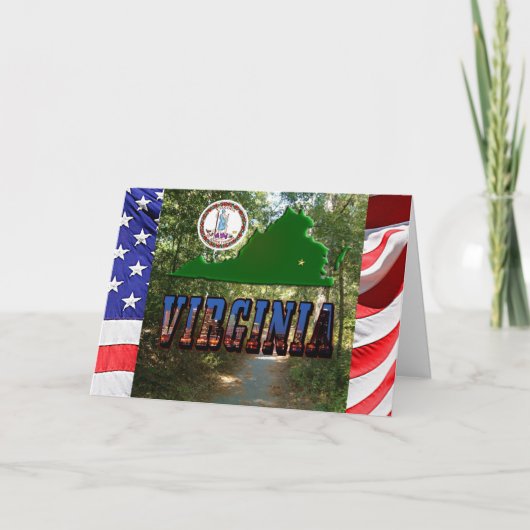 Virginia Map State Seal Afbeelding Text Jubileum Kaart (Voorkant)