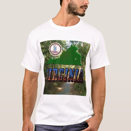 Virginia Map, State Seal, Afbeelding Text T-shirt (Voorkant)
