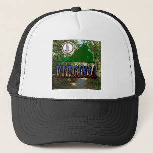 Virginia Map, State Seal, Afbeelding Text Trucker Pet