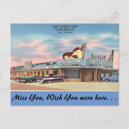 Virginia, Marty's Lobster House, Virginia Beach Briefkaart (Voorkant)