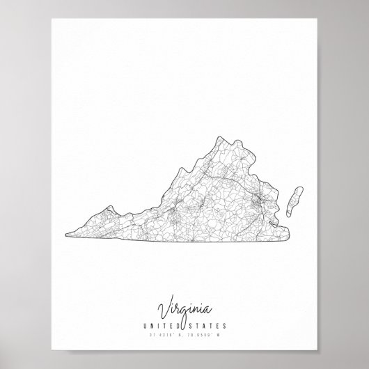 Virginia Minimal Street Map Poster (Voorkant)