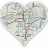 Virginia MN Kaart Sticker (Voorkant)
