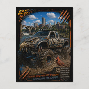 Virginia Monster Truck Off Road Kunst Briefkaart