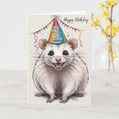 Virginia Opossum draagt pet Kaart (Gele Bloem)