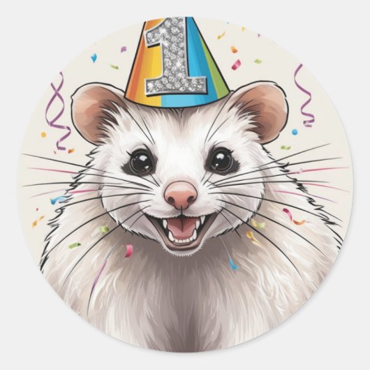 Virginia Opossum draagt pet Ronde Sticker (Voorkant)