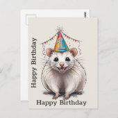 Virginia Opossum met verjaardagshoedje  Briefkaart (Voorkant / Achterkant)