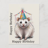 Virginia Opossum met verjaardagshoedje  Briefkaart (Voorkant)