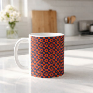 Virginia Patroon Schachbrett Oranje Blauw Koffiemok