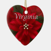 Virginia Red Poinsettia Heart Keepomwille Ornament (Rechts)