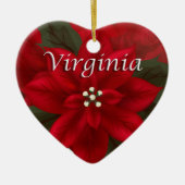 Virginia Red Poinsettia Heart Keepomwille Ornament (Voorkant)