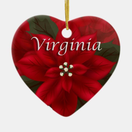 Virginia Red Poinsettia Heart Keepomwille Ornament (Voorkant)