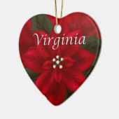 Virginia Red Poinsettia Heart Keepomwille Ornament (Links)