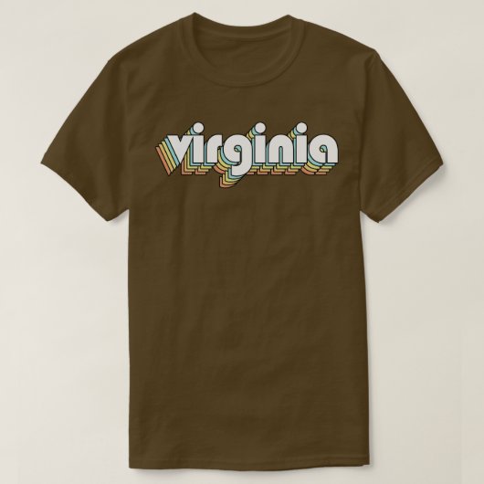 Virginia Retro Rainbow Typography Faded Style 2 T-shirt (Design voorkant)