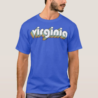 Virginia Retro Rainbow Typography Vervaagde stijl T-shirt