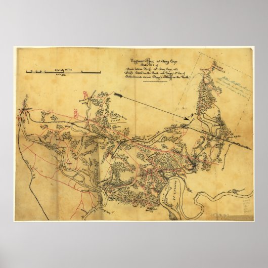 Virginia Roads Civil War Map Poster (Voorkant)