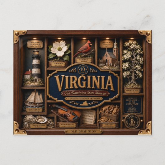 Virginia Shadow Box 3D Figuur Staat Briefkaart (Voorkant)