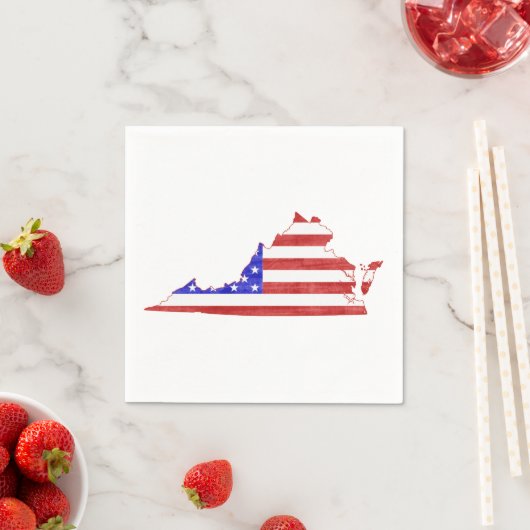 Virginia Shaped American Flag Patriotic Virginiaan Servet (Insitu)
