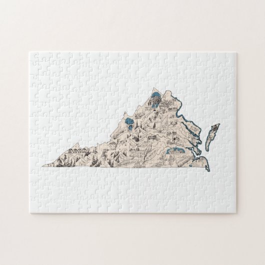 Virginia Shaped Virgian  Afbeelding Map Legpuzzel (Horizontaal)
