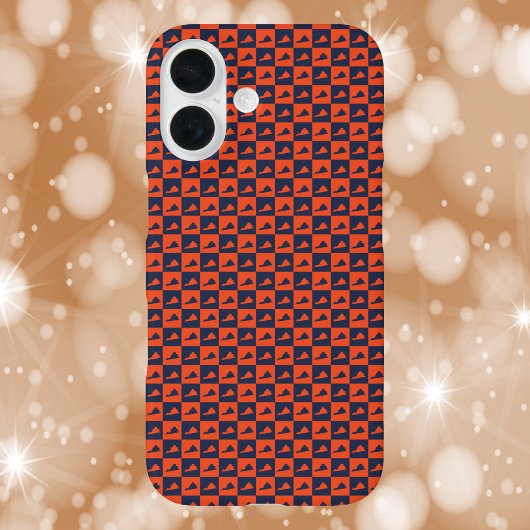 Virginia Silhouet Checker Patroon Blauw Oranje Case-Mate iPhone Case