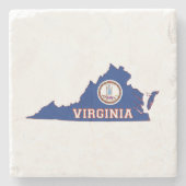 Virginia Silhouette Map Shaped State Flag Stenen Onderzetter (Voorkant)