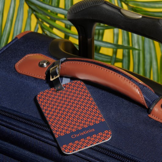 Virginia Silhouette Oranje Blauw Personaliseer Bagagelabel (Voorkant Insitu 1)