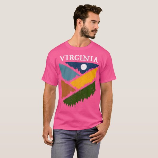 Virginia Souvenir Hiking Mountains Night Sky Campi T-shirt (Voorkant volledig)