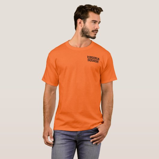 Virginia Squash oranje T-shirt met klein logo (Voorkant volledig)