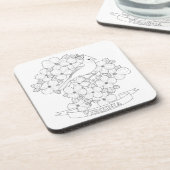 Virginia State Bird and Flower Coloring Page Drankjes Onderzetter (Linkerzijde)