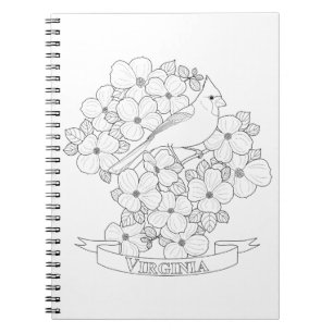 Virginia State Bird and Flower Coloring Page Notitieboek