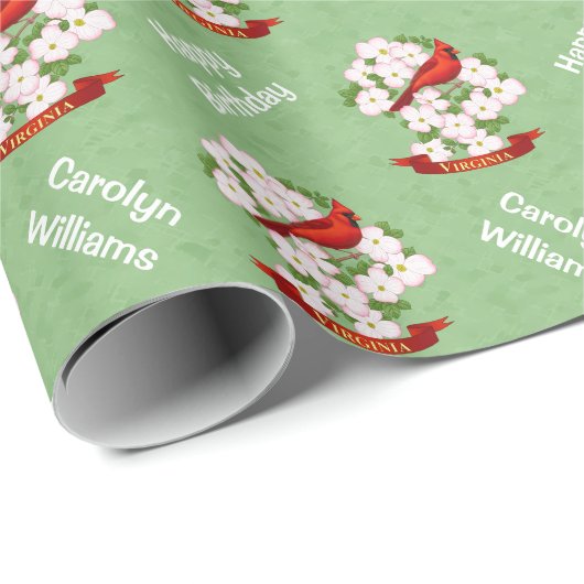 Virginia State Cardinaal Bird and Dogwood Flower Cadeaupapier (Rol Hoek)