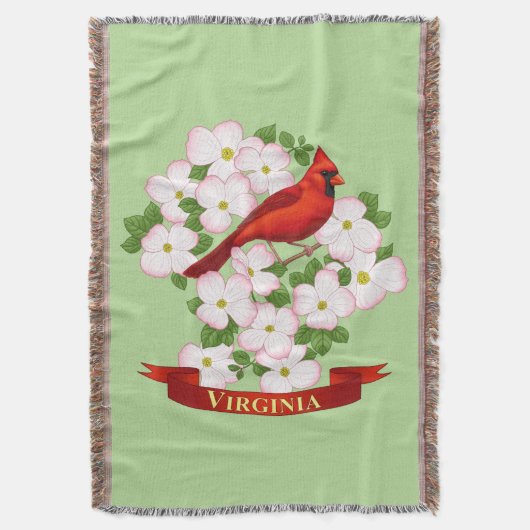 Virginia State Cardinaal Bird and Dogwood Flower Deken (Voorkant Verticaal)