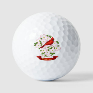 Virginia State Cardinaal Bird and Dogwood Flower G Golfballen