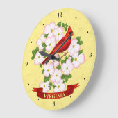 Virginia State Cardinaal Bird and Dogwood Flower Grote Klok (Hoek)