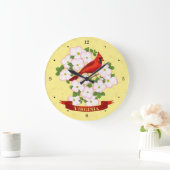 Virginia State Cardinaal Bird and Dogwood Flower Grote Klok (Huis)