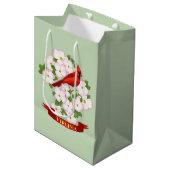 Virginia State Cardinaal Bird and Dogwood Flower Medium Cadeauzakje (Voorkant Gekanteld)
