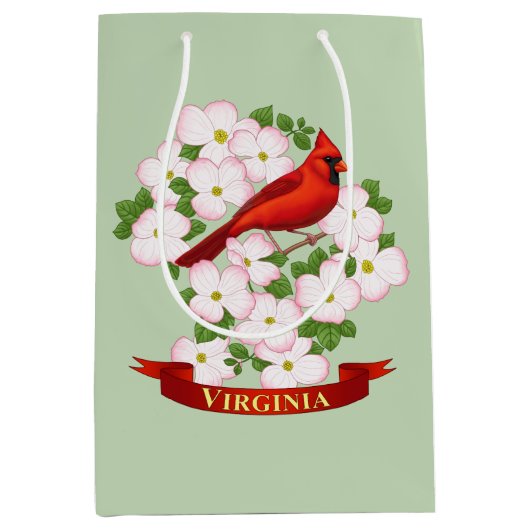 Virginia State Cardinaal Bird and Dogwood Flower Medium Cadeauzakje (Voorkant)