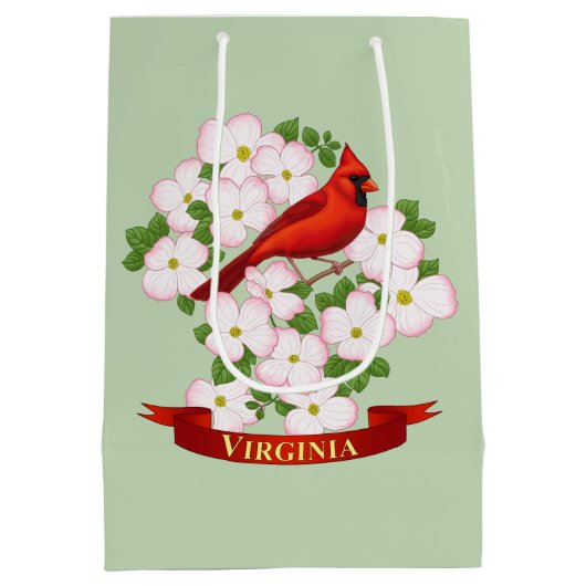 Virginia State Cardinaal Bird and Dogwood Flower Medium Cadeauzakje (Achterkant)