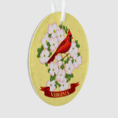 Virginia State Cardinaal Bird and Dogwood Flower Ornament (voorkant)